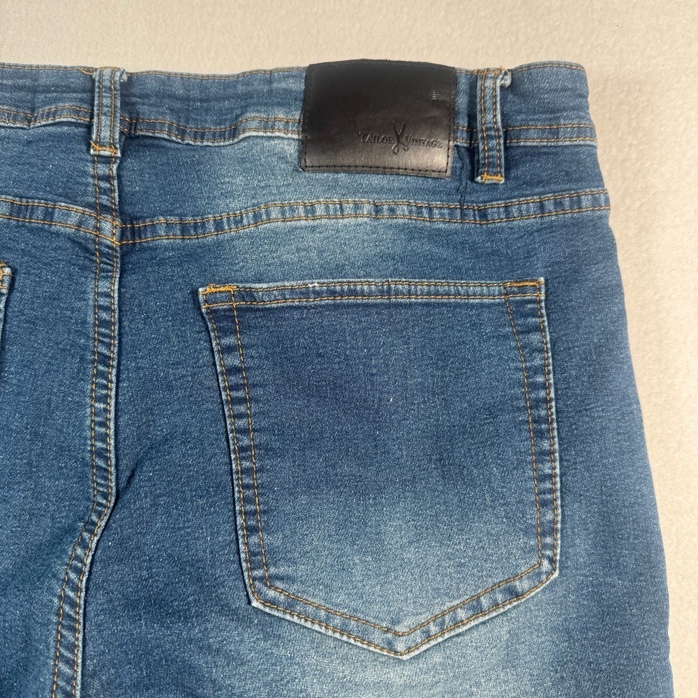 Tailor Vintage Jeans Mens 38 Blue Canaan Slim Fit Straight Medium Wash Stretch - Picture 12 of 13
